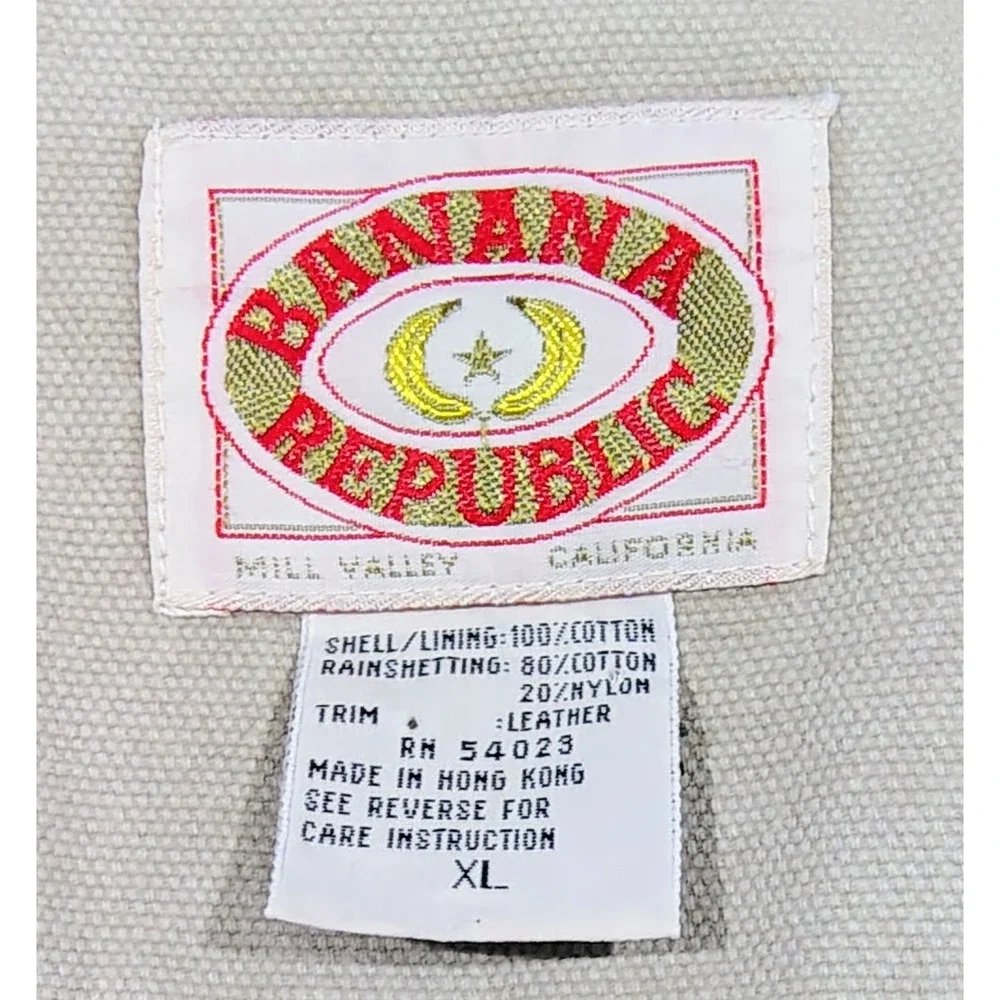 Vintage 80s Banana Republic Jacket  Mens Cotton Canvas Chore  Safari  Field XL